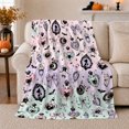 thumbnail image 1 of Pink Mint And Lavender Charm, Gothic Pastel Illustration Style for Cat Lovers And Gothic Decor Fans, Housewarming Gift with Cozy Flannel Blanket, Home Decor for Bedroom And Living Room And, 1 of 9