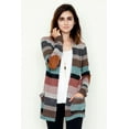 thumbnail image 1 of Pink & Mint Stripe Cardigan with Elbow Patch, 1 of 5