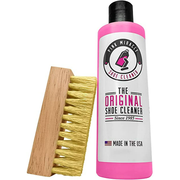 Pink Miracle Shoe Cleaner Kit with Bottle and Brush For Fabric