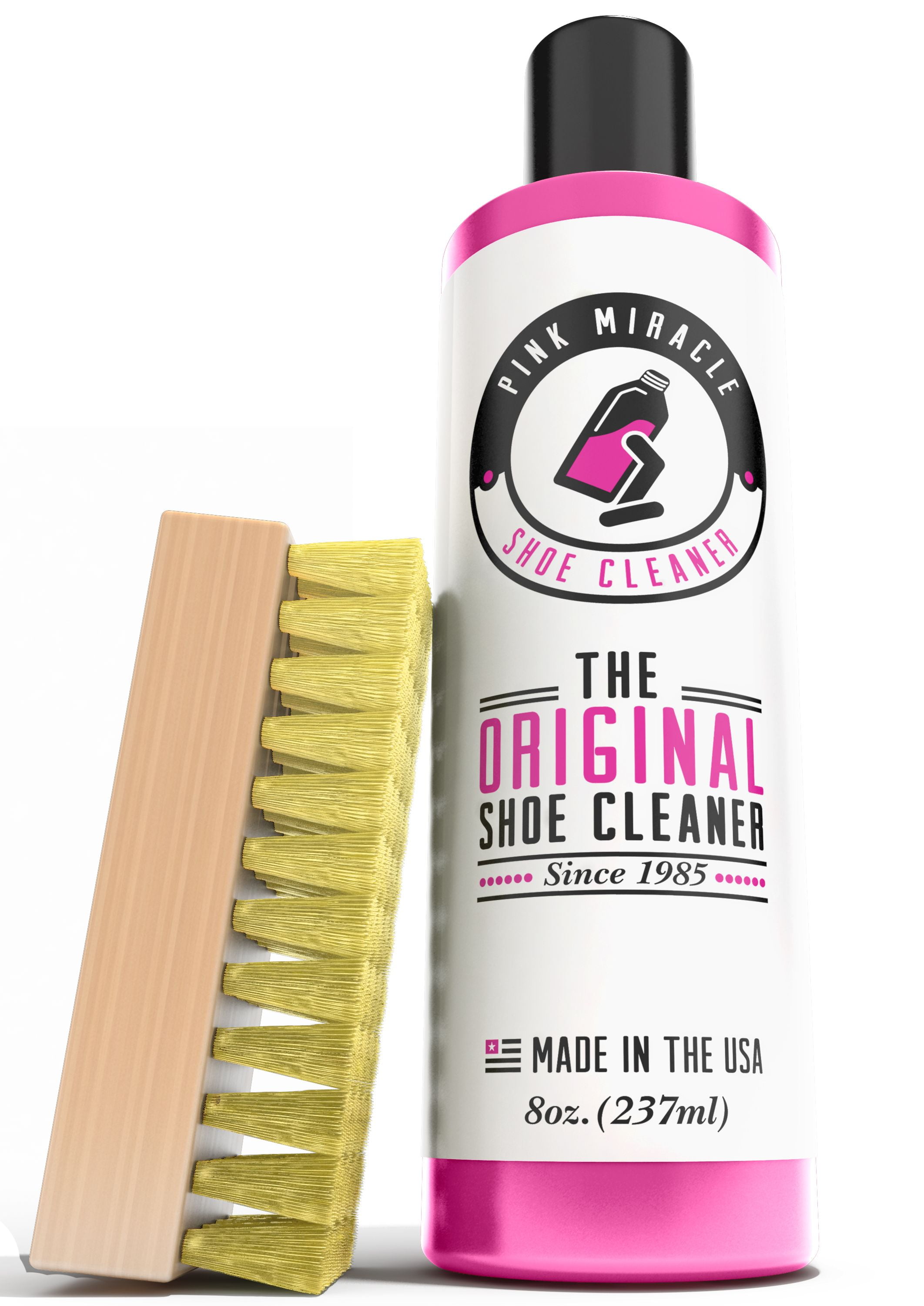 Pink Miracle Shoe Cleaner Kit with Bottle and Brush For Fabric