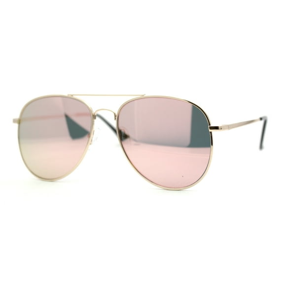 Pink Mirror Lens Classic Tear Drop Shape Officer Sunglasses
