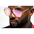 thumbnail image 1 of Pink Mirror Reflective Lens Sunglasses Men Style Flat Lens Luxury Beach Shades, 1 of 10