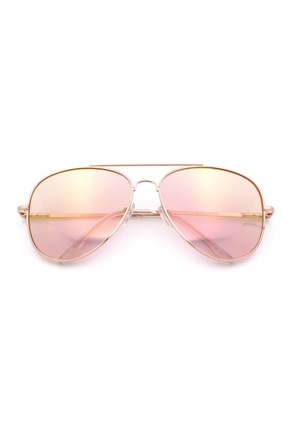 Pink Mirror Rose Gold Spring Hinge Iconic Teardrop Officer Cop Shade Sunglasses