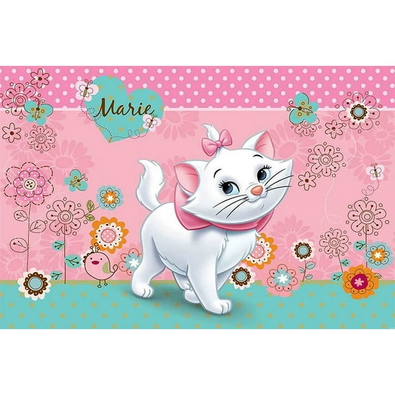 Pink Miss Cat Cartoon Theme Party Backdrop Cloth Newborn Happy Birthday Baby Party Decoration Photo Photography Props 5x3FT