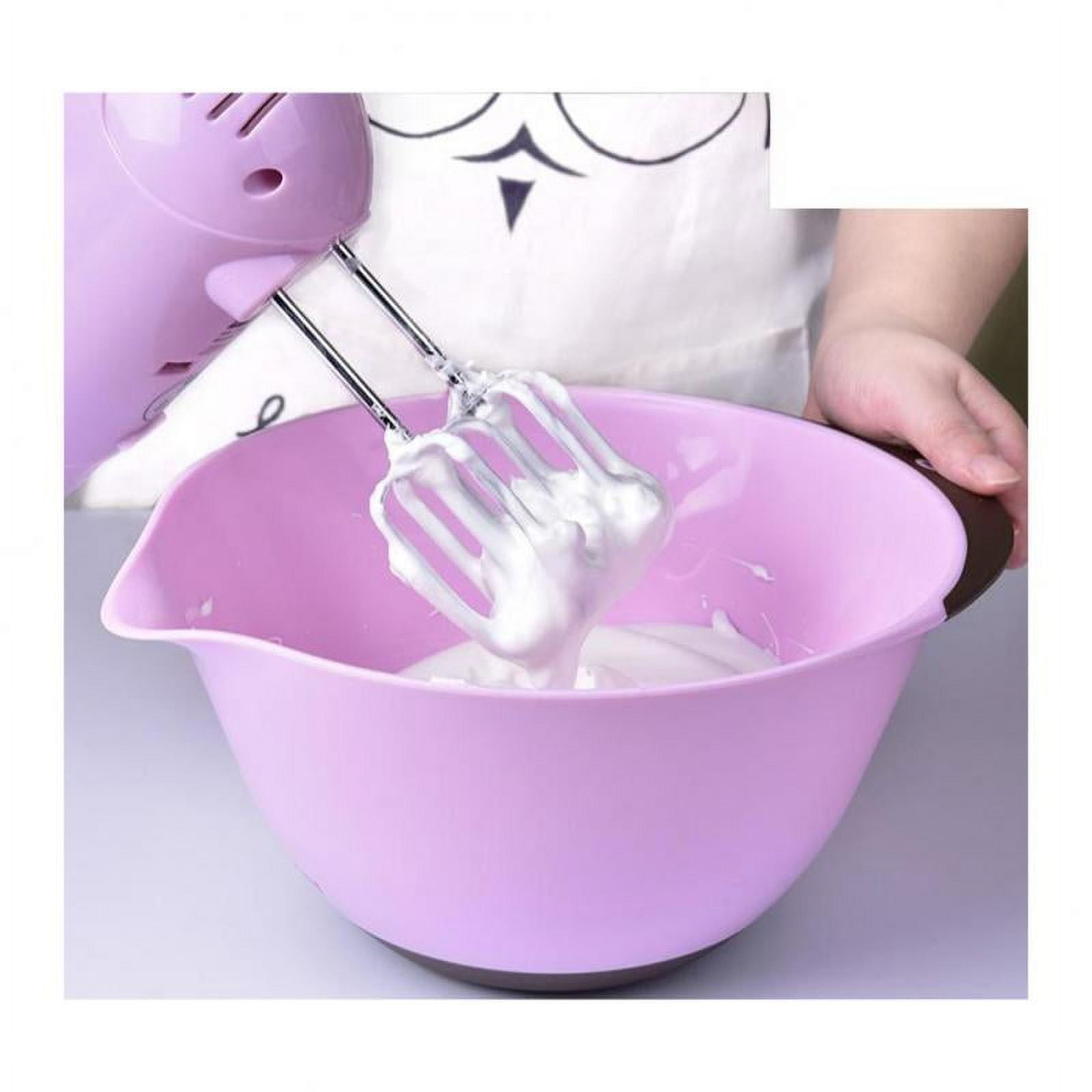 Pink Mixing Bowl with Handles, Measuring Marks And Bottom , Pink, 22cm