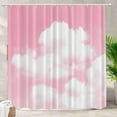 thumbnail image 1 of Pink Modern Cloud Decor Shower Curtain,Kawaii Bathroom Decor Polyester Fiber Plastic Rings Quick-Drying Waterproof for Bathtubs/Bathroom, 72x72 inches, 1 of 5