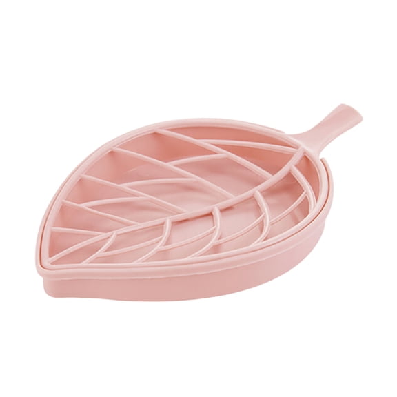 Pink Modern Leaf-Shaped Soap Holder With Drainage Channels Rust-Resistant Bathroom Accessory #XXj93