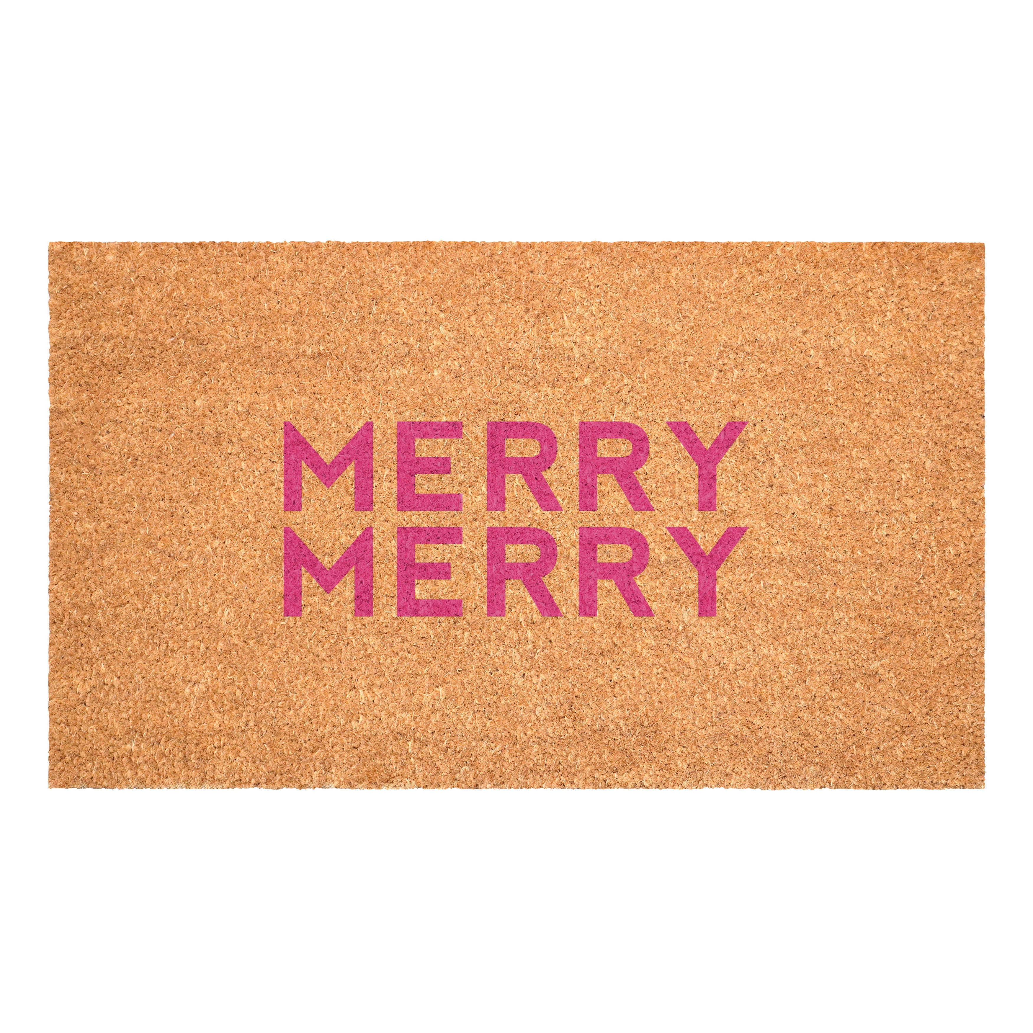 Pink Modern Merry Doormat 17" x 29"
