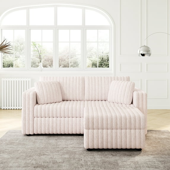 Pink Modular With Hydraulic Lift. 75.6" Stylish Seating Option. Quality Build. Solid Wood Frame, High-resilience Sponge Filler. Detachable Cushions. Multi-functional Storage. Contemporary Furniture