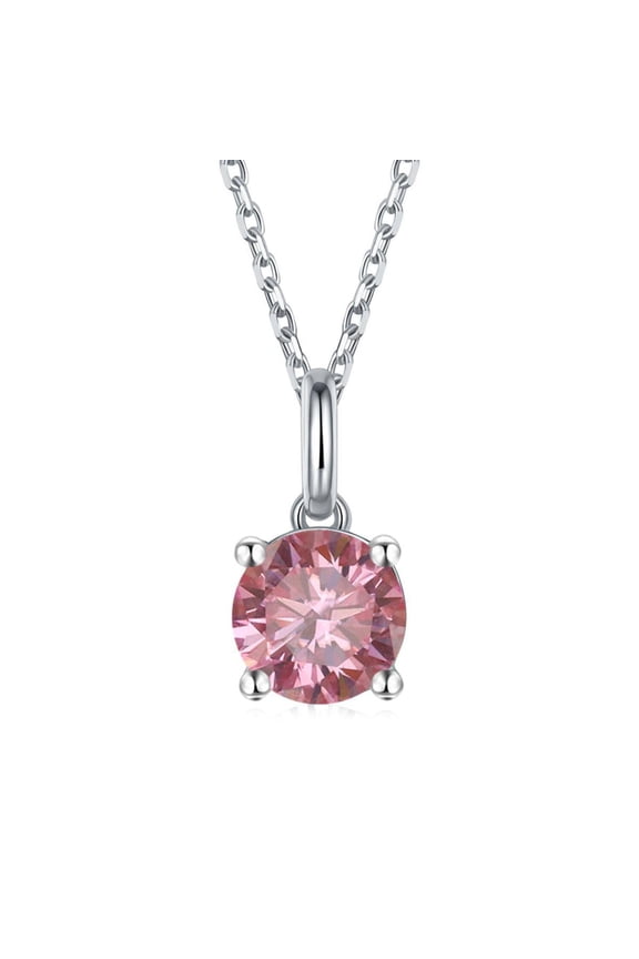 Pink Moissanite Solitiare Necklace