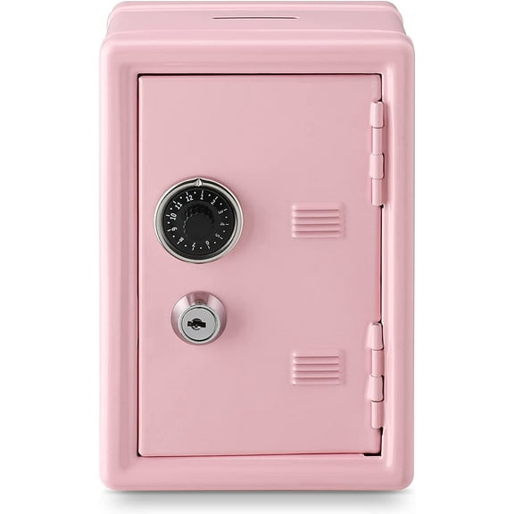 Pink Money Safe and Cash Lock Box, Mini Size Security Safe Box for Money Jewelry and valuables, 7"x 4.7"x 3.9"