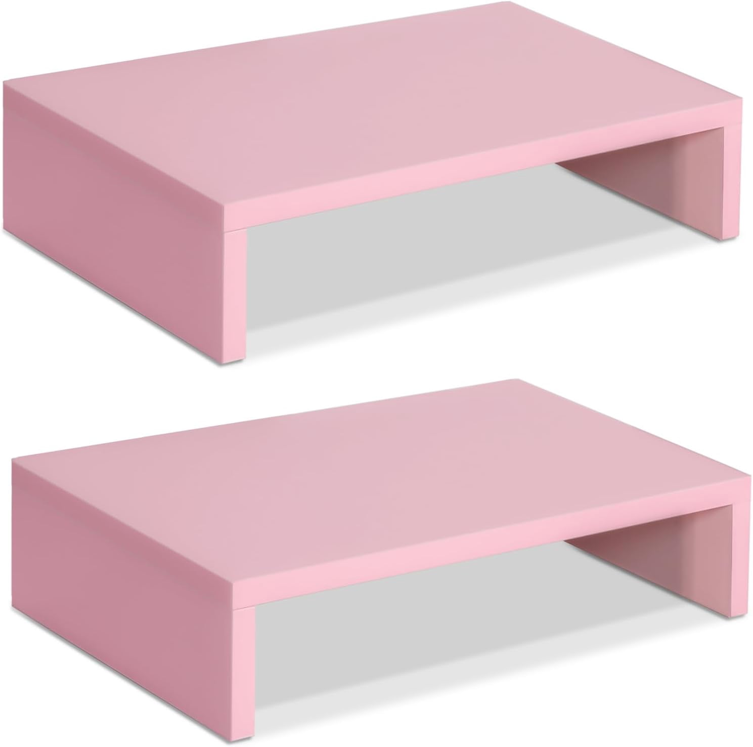 Pink Monitor Stand Riser-2 Pack,Wood 2 Tier Adjustable Monitor Stand ...