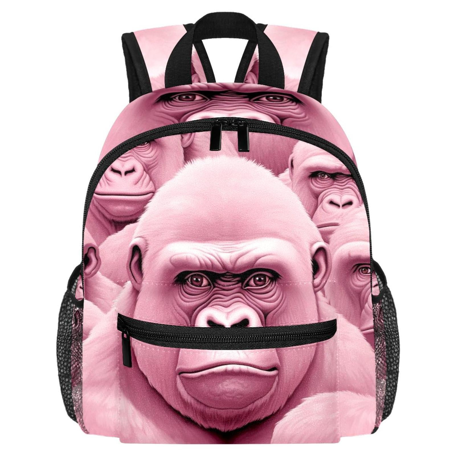 Pink Monkey Gorilla Adjustable Shoulder Strap Preppy Backpack with ...