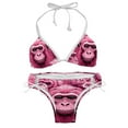 thumbnail image 1 of Pink Monkey Gorilla Bikini Set Swim Suit Detachable Sponge Adjustable Strap Two-Pack, Beach Pool Vacation Party., 1 of 6