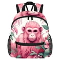 thumbnail image 1 of Pink Monkey Gorilla Cute Bag Diaper Backpack Baby Cushion Backpack Backpack for School Teens with Adjustable Strap and Large Capacity, Printed Design, 1 of 6