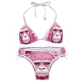 thumbnail image 1 of Pink Monkey Gorilla Detachable Sponge Adjustable Strap Bikini Set Two-Pack Swimsuit Swim Suit - Beach Pool Vacation Club, 1 of 1