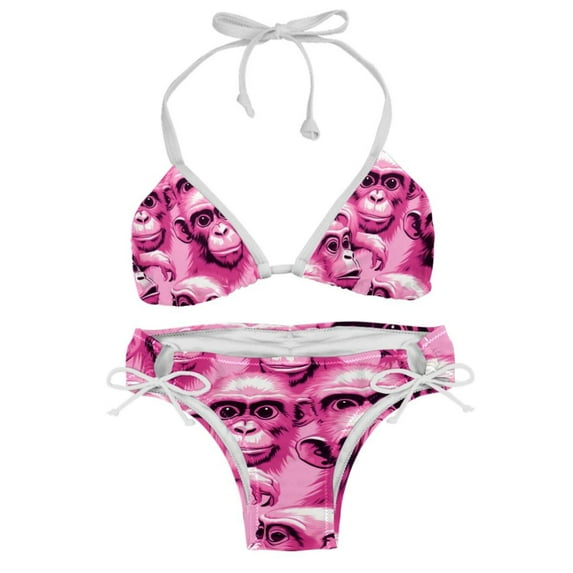 Pink Monkey Gorilla Detachable Sponge Adjustable Strap Bikini Set Two-Pack Swimsuits Swimming Suits Applicable Scenes
