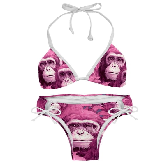 Pink Monkey Gorilla Detachable Sponge Adjustable Strap Bikini Set Two-Pack Swimsuits Swimming Suits Applicable Scenes