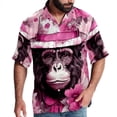 thumbnail image 1 of Pink Monkey Gorilla Men's Casual Printed Button Down Short Sleeve Beach Shirts, 1 of 6