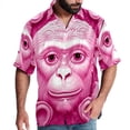 thumbnail image 1 of Pink Monkey Gorilla Men's Short Sleeve Hawaiian Beach Poplin Shirt Casual Printed Button Down Summer Unisex Shirt, 1 of 6