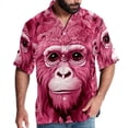 thumbnail image 1 of Pink Monkey Gorilla Men's Short Sleeve Spread Collar Button Down Beach Print Casual Shirts, 1 of 6