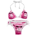 thumbnail image 1 of Pink Monkey Gorilla One-Piece Swimsuit Bikini Set, Detachable Sponge, Adjustable Strap, Two-Pack, Beach Vacation Wear, 1 of 6