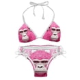 thumbnail image 1 of Pink Monkey Gorilla One-Piece Swimsuit Bikini Set, Detachable Sponge, Adjustable Strap, Two-Pack, Beach Vacation Wear, 1 of 1