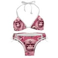 thumbnail image 1 of Pink Monkey Gorilla One-Piece Swimsuit Bikini Set, Detachable Sponge, Adjustable Strap, Two-Pack, Beach Vacation Wear, 1 of 6