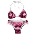 thumbnail image 1 of Pink Monkey Gorilla Women's Swimsuit Bikini Set, Detachable Sponge, Adjustable Strap, Two-Pack, Beach & Pool Ready, 1 of 6