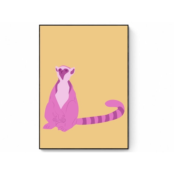 Pink Monkey Illustration Boho Animal Wall Art, Unframed Paper Print Size 8x12