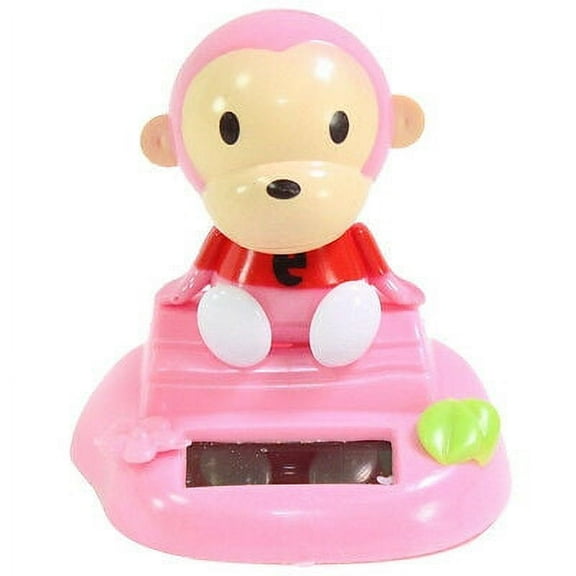 Pink Monkey Looking at You Very Cute Solar Toy for Car Dashboard Desk Home Decor B11204