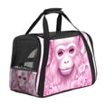 thumbnail image 1 of Pink Monkey Premium Fabric Pet Bag - Durable 900D Oxford Cloth - Cozy Sherpa Base - Ideal for Cats - Adjustable Nylon Webbing Straps - 17x10x11.8in/43x26x30cm Size, 1 of 7