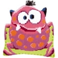 thumbnail image 1 of Pink Monster I Shaped Cushion Cross Stitch Kit, 15.75" x 15.75", 1 of 2
