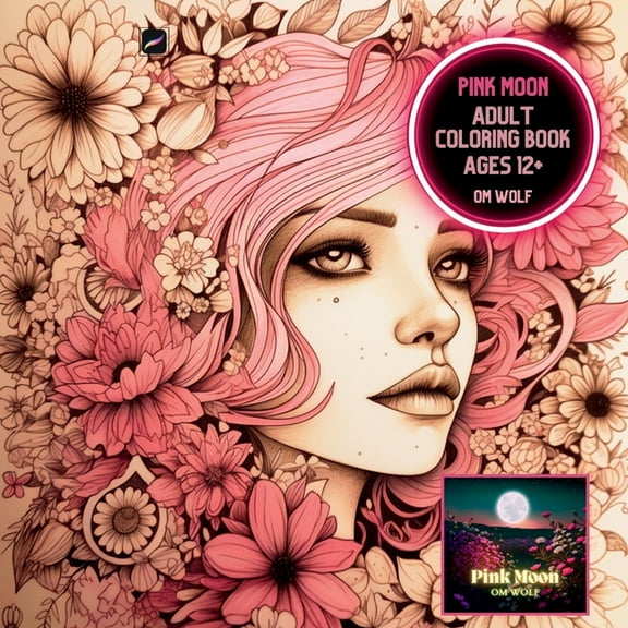 Pink Moon Adult Coloring Book, (Paperback)