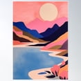 thumbnail image 1 of Pink, Moon, Matisse Style, Mountains, Fauvism Poster Wall Art, Modern Wall Decor For Living Room Bedroom, 24x36 UNFRAMED, 1 of 3