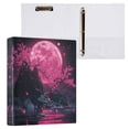 thumbnail image 1 of Pink Moon and Cherry Blossoms 3 Ring Hardcover Binders 1.5in Round Rings for Letter-Size Folder Paper Organizer Pockets for Office Student Recipe, 1 of 9