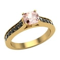 thumbnail image 1 of Pink Morganite Engagement Ring for Women Cushion Cut Morganite Black Diamond Ring 1.25 Carat 14K Gold, 1 of 5