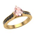 thumbnail image 1 of Pink Morganite Engagement Ring for Women Pear Cut Morganite Black Diamond Ring 1.25 Carat 14K Gold, 1 of 5