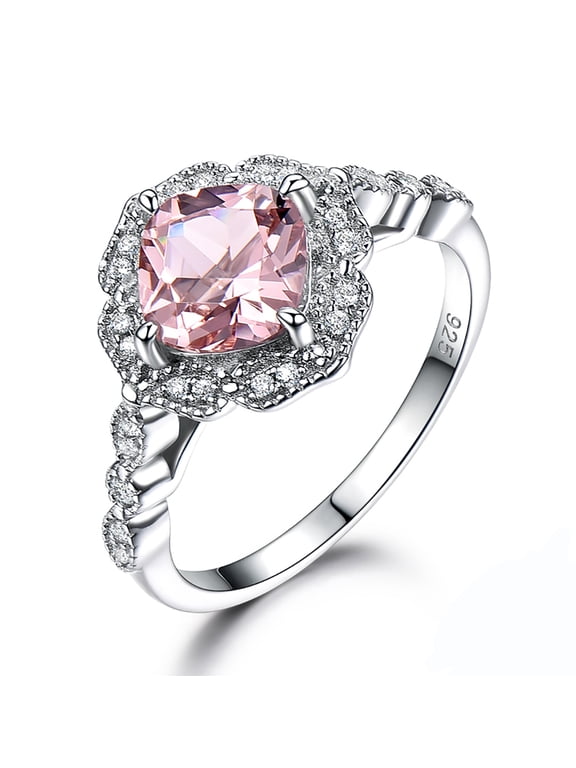 Pink Morganite Engagement Ring for Women Sterling Silver Ginger Lyne Collection