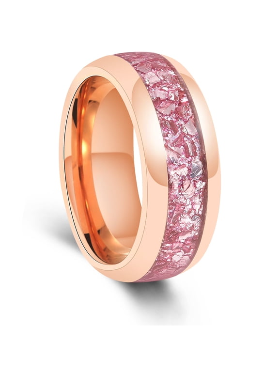 Pink Morganite Rose Gold Tungsten Ring For Men Anniversary Ring Statement Ring 8mm Ring