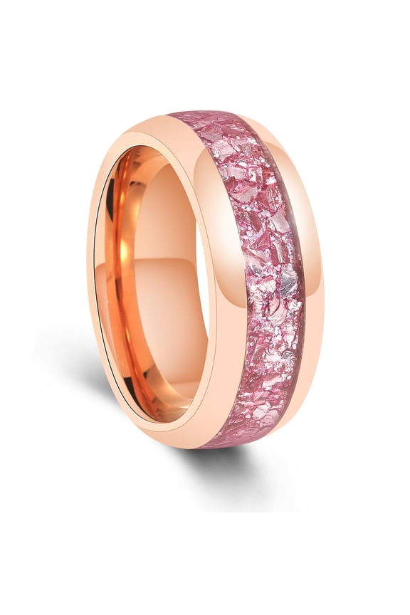 Pink Morganite Rose Gold Tungsten Ring For Men Anniversary Ring Statement Ring 8mm Ring