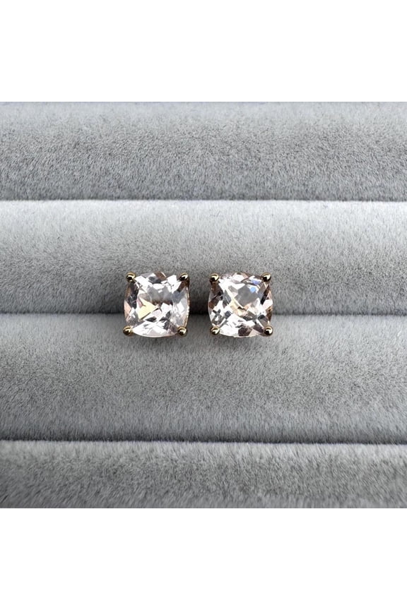 Pink Morganite Stud, Pink Peach Gemstone Stud Earrings, Trendy Studs for Wedding, Minimalistic Mother Daughter Wife Gift, Silver Stud