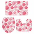 thumbnail image 1 of Pink Moroccan Bathroom Rugs Set Abstract Gradient Gold Pink Geometric Non Slip Absorbent Soft Bath Mats 3 Piece Set with Bathroom Rug, U-Shaped Floor Mat, Toilet Seat Cover Large Size, 1 of 9