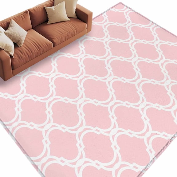 Pink Morocco Area Rug 5x8 Washable Rug Non Slip Geometric Moroccan National Abstract Art Large Area Rug Soft Stainresistant Indoor Floor Carpet for Living Room Bedroom Home Office Dining Room Nursery