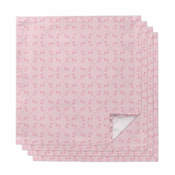 Pink Morocco Cloth Napkins, Geometric Leaf Diamond Lattice Abstract Washable and Reusable Dinner Napkins Set of 4, Table Napkin for Kitchen Party Birthday Wedding Hotel Housewarming 20"x20"