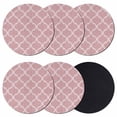 thumbnail image 1 of Pink Morocco Coasters Set of 6, Absorbent Coasters for Drinks, Middle Century Abstract Geometric Plaid Coaster for Desk Coffee Table Protection, Home Decor House Warming Gifts 4", 1 of 8