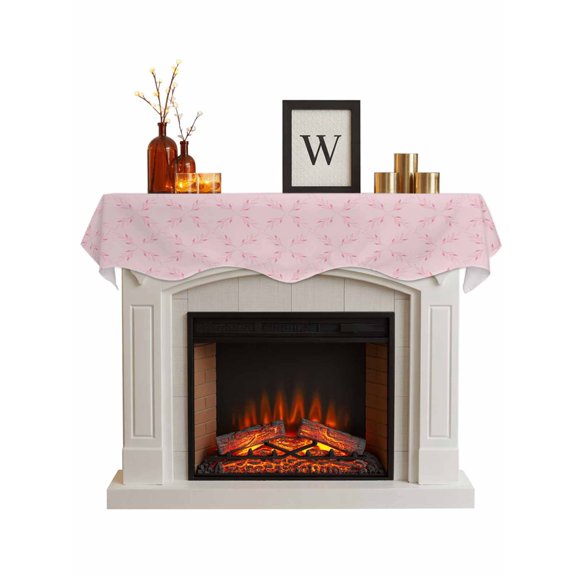 Pink Morocco Fireplace Mantel Scarf Cover 90"Wx17"L,Fireplace Mantel Shelf Top Runner,Geometric Leaf Diamond Lattice Abstract Mantle Dresser Scarves Table Runner for Holiday Party Living Room Decor