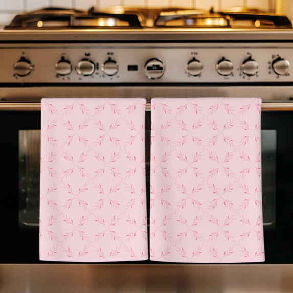 Pink Morocco Kitchen Towels Set of 1, Geometric Leaf Diamond Lattice Abstract Absorbent Dish Towels for Kitchen, Microfiber Hand Towel, Quick Drying Tea Towel for Cleaning Decorative Dishcloths