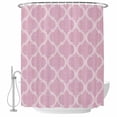 thumbnail image 1 of Pink Morocco Shower Curtain, Waterproof Shower Curtains for Bathroom, Moroccan Boho Ethnic Abstract Grid Art Washable Fabric Bathtub Curtain Set Bath Decor with 12 Hooks Extra Long 72"x96", 1 of 8