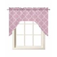 thumbnail image 1 of Pink Morocco Swag Valances for Windows, Small Curtains Drapes, Moroccan Boho Ethnic Abstract Grid Art Kitchen Window Curtains Over Sink Window Treatment Valance for Bedroom/Bathroom 56"x36", 1 of 5